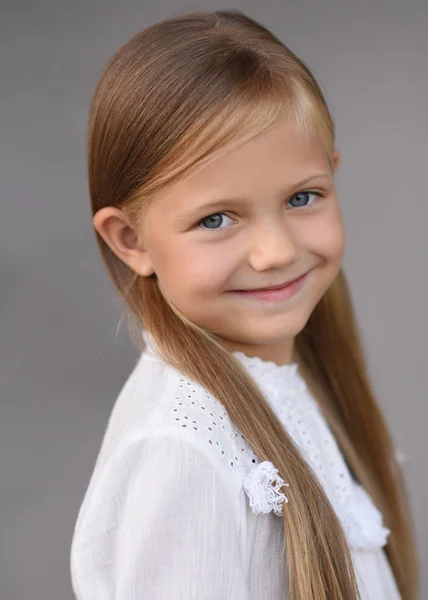 Portrait Petite Fille Plein Air Été — Photo