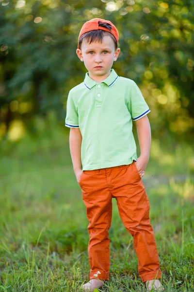 Podobizna Chlapce Letní Přírodě — Stock fotografie