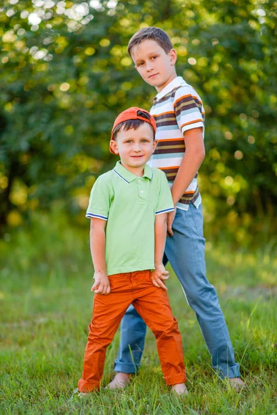 Portrait Two Boys Summer Outdoors — Stock Photo, Image