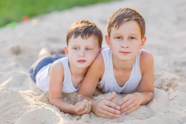 Portrait Two Boys Summer Outdoors — Stock Photo, Image