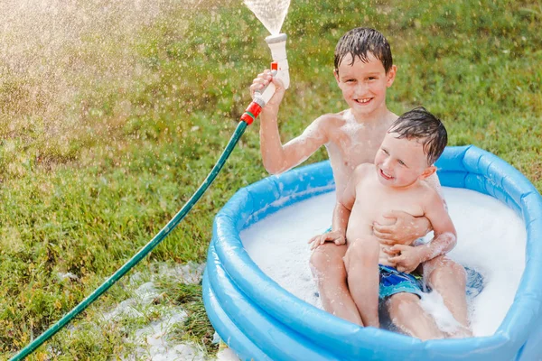 Portrait Two Boys Summer Outdoors — Stock Photo, Image