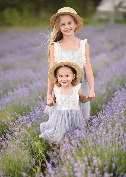 Portrait Two Girls Girlfriends Summer Nature — Stock Photo, Image