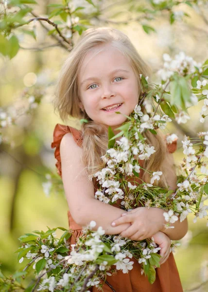 Portrait Petite Fille Plein Air Été — Photo