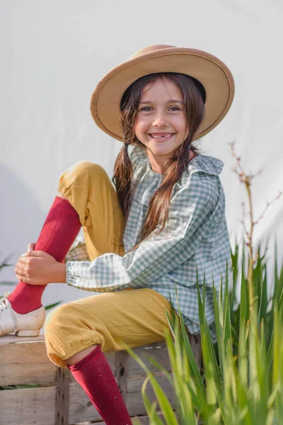 Portrait Petite Fille Plein Air Été — Photo