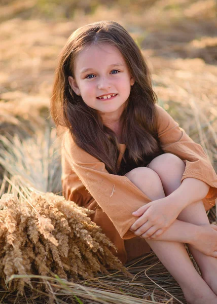 Portrait Little Girl Outdoors Summer — Stock Photo, Image