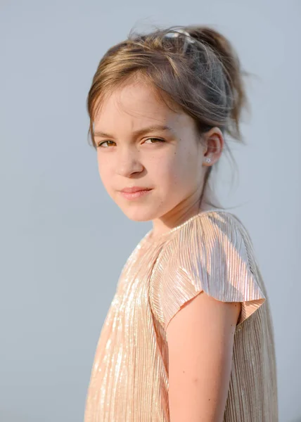 Portrait Little Girl Outdoors Summer — Stock Photo, Image