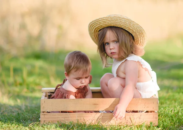 Porträt Zweier Freundinnen Auf Sommerlicher Natur — Stockfoto