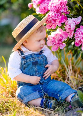 Yaz doğada oynayan küçük bir çocuk portresi