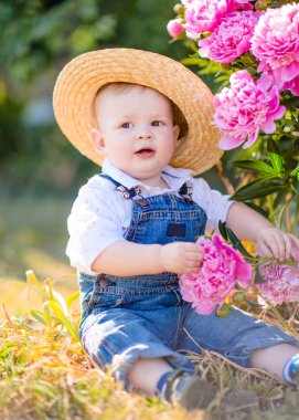 Yaz doğada oynayan küçük bir çocuk portresi