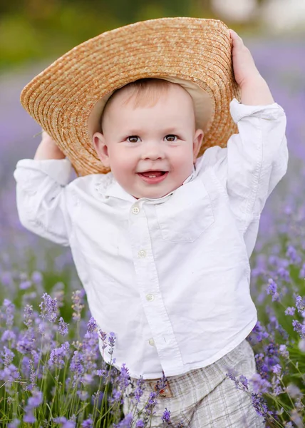 Portrait Little Boy Playing Summer Nature — Stock Photo, Image