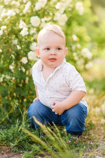 Портрет Маленького Хлопчика Який Грає Літній Природі — стокове фото