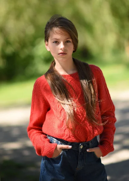 Portrait Little Girl Outdoors Summer — Stock Photo, Image