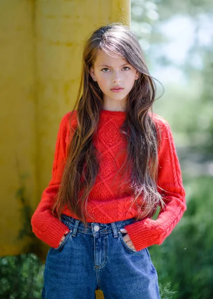 Porträt Eines Kleinen Mädchens Sommer — Stockfoto