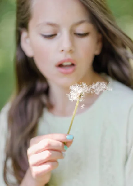 Portrait Little Girl Outdoors Summer — Stock Photo, Image