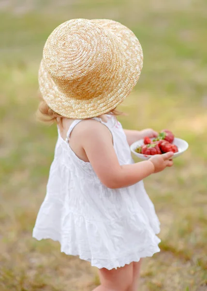 Portrait Petite Fille Plein Air Été — Photo