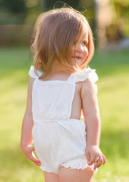 Portrait Petite Fille Plein Air Été — Photo