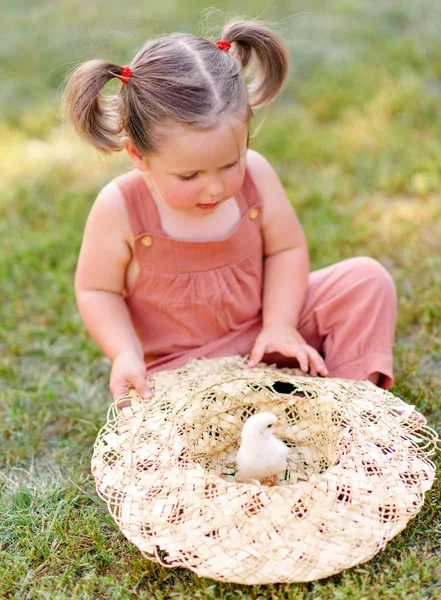 Portrait Petite Fille Plein Air Été — Photo