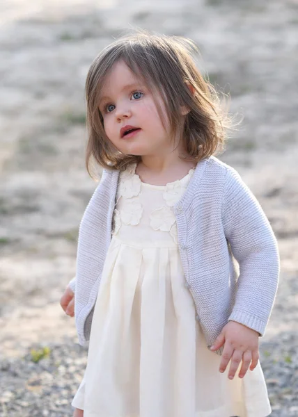 Portrait Little Girl Outdoors Summer — Stock Photo, Image