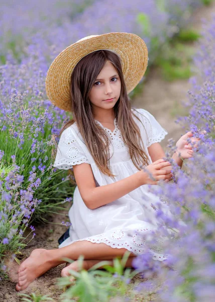 Portrait Petite Fille Plein Air Été — Photo