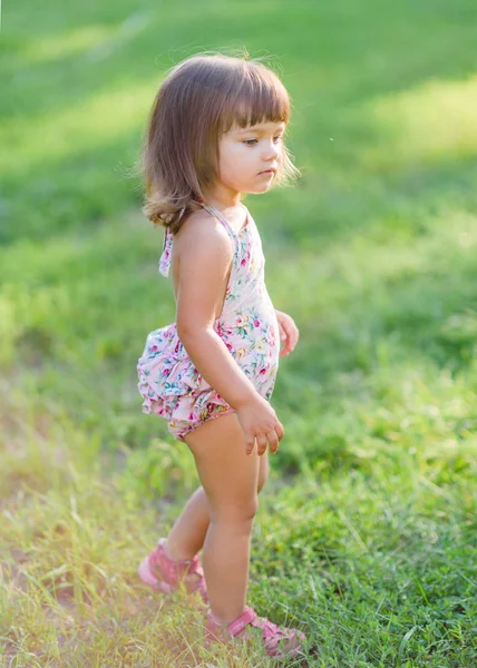 Portrait Petite Fille Plein Air Été — Photo