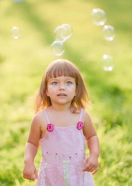 Portrait Little Girl Outdoors Summer — Stock Photo, Image