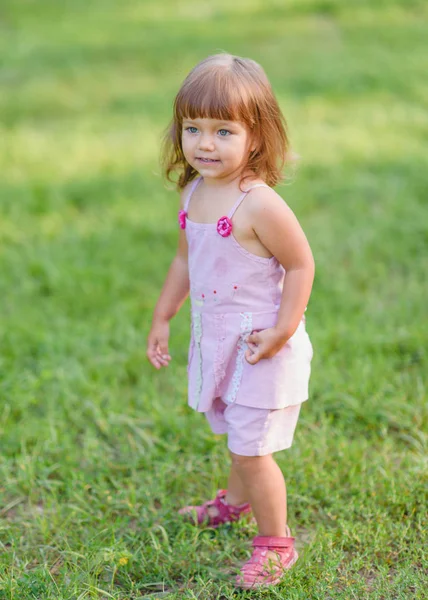 Portrait Little Girl Outdoors Summer — Stock Photo, Image