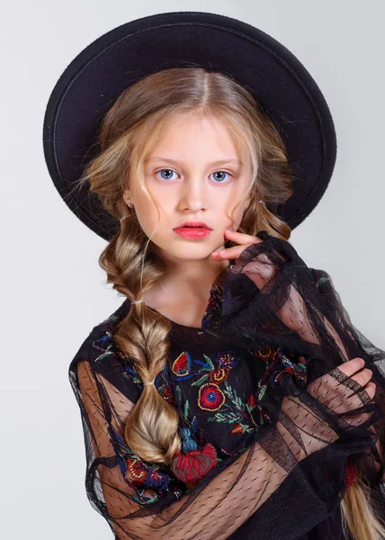 Portret Van Klein Model Meisje Studio — Stockfoto