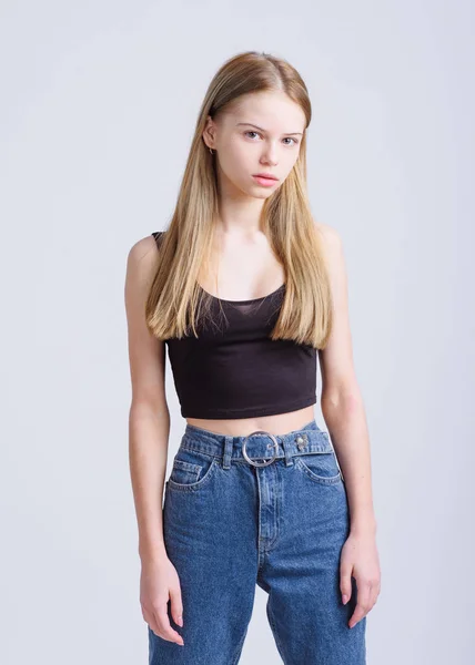 Portrait Little Model Girl Studio — Stock Photo, Image