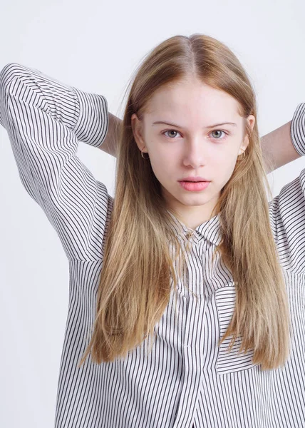 Portret Van Klein Model Meisje Studio — Stockfoto