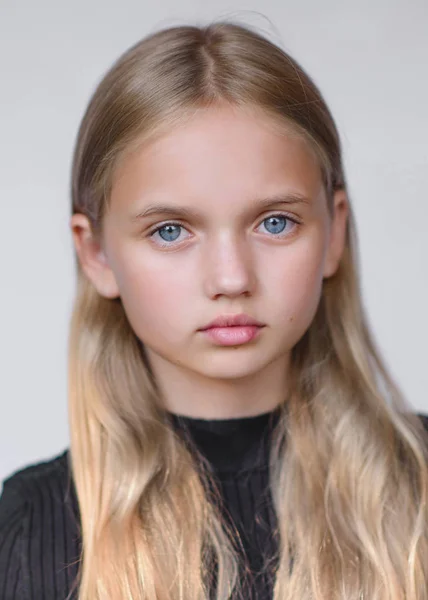 Portrait of little model girl in studio — Stock Photo, Image