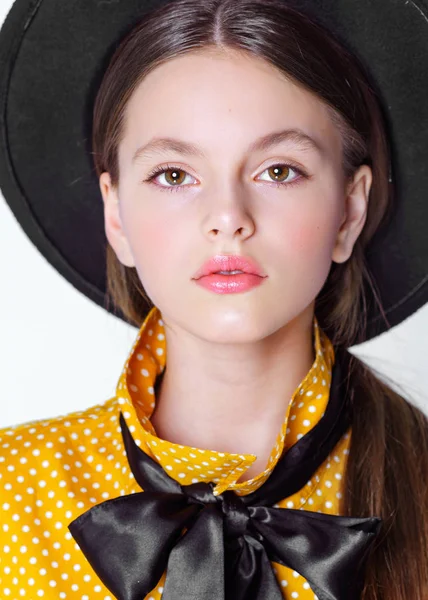 Portrait of little model girl in studio — Stock Photo, Image