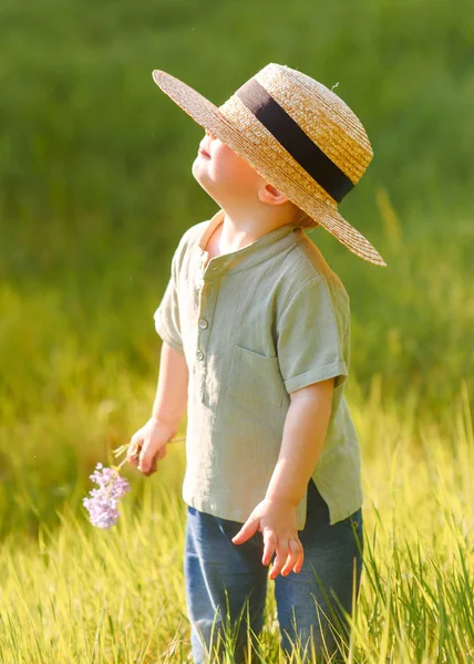 Portrait of little BOY outdoors in summer — Stock Photo, Image