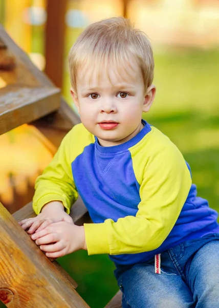 Portrait of little BOY outdoors in summer — Stock Photo, Image