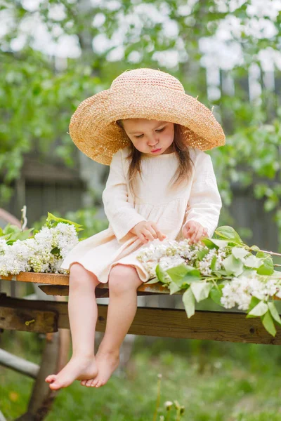 Portrait Petite Fille Plein Air Été — Photo