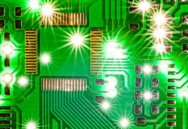 Modern yeşil Pcb tahta arkaplanı