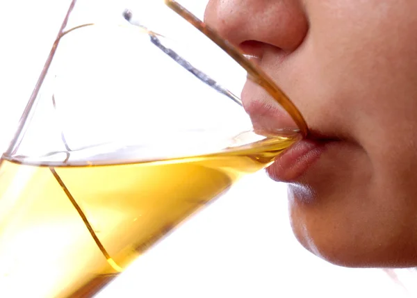 Bella donna labbra con vetro di vino — Foto Stock