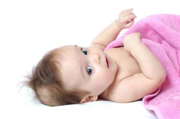 Närbild av en liten fyra månader gammal flicka — Stockfoto