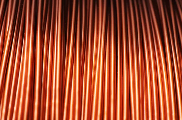 Close-up of a large coil of copper wire