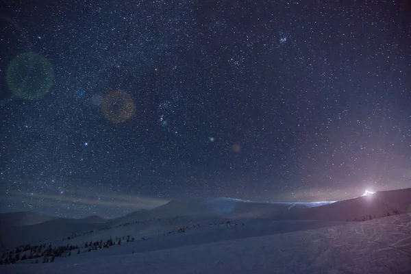 Prachtig Mooi Uitzicht Pisten Het Skigebied Zonsondergang Late Avond Het — Stockfoto