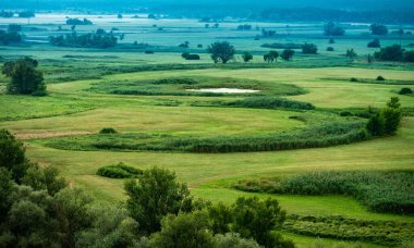 Güzel, etkileyici yaz manzarası boş tarım alanları, yeşil çayırlar, ağaçlar ve küçük göller. Muhteşem doğa manzarası, uçsuz bucaksız tarlalar taze çimenler ve çalılar..