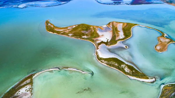 Unusual Islands Lake Sivash Top View Drone Camera — Stock Photo, Image