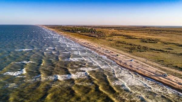 Ondas Vista Aérea Praia Areia Ondas Mar Bela Praia Vista — Fotografia de Stock