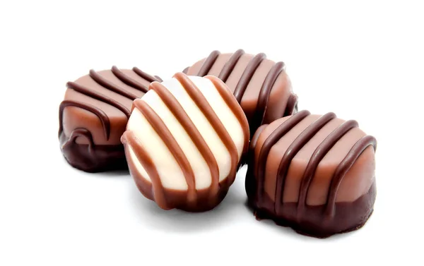 Sortimento Doces Chocolate Isolados Fundo Branco — Fotografia de Stock
