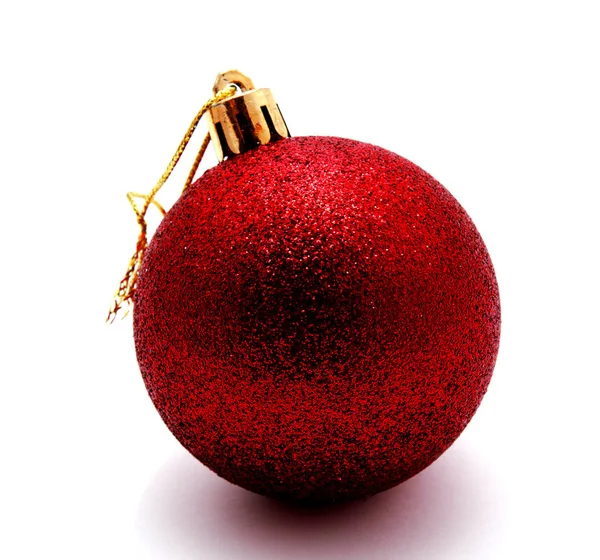 Christmas Decoration Red Ball Isolated White Background — Stock Photo, Image