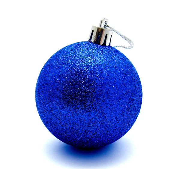 Vánoční Dekorace Modré Koule Izolovaných Bílém Pozadí — Stock fotografie