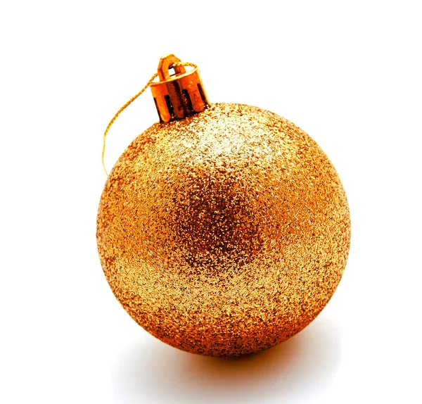 Christmas Decoration Golden Gold Yellow Ball Isolated White Background — Stock Photo, Image