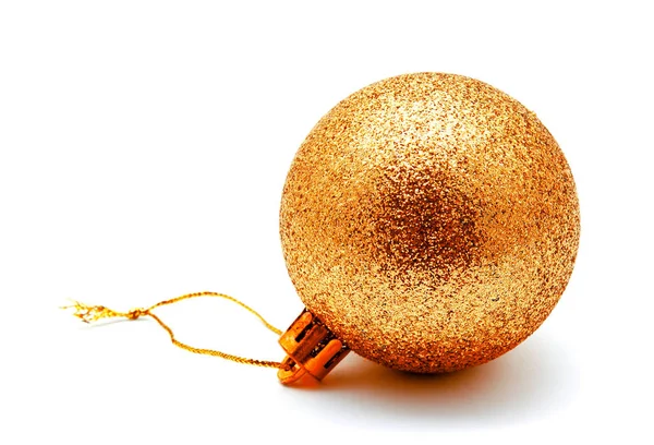 Christmas Decoration Golden Gold Yellow Ball Isolated White Background — Stock Photo, Image