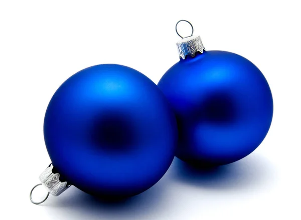 Decorazione Natale Palle Blu Isolato Uno Sfondo Bianco — Foto Stock