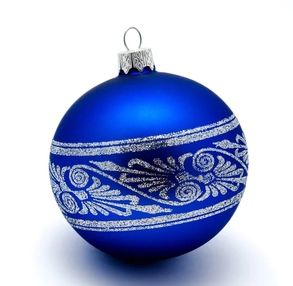 Christmas Decoration Blue Ball Isolated White Background — Stock Photo, Image