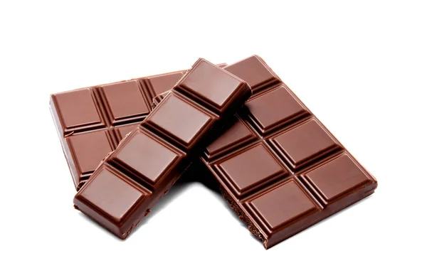 Sötét Tejes Csokoládé Bárok Verem Elszigetelt Fehér Background — Stock Fotó